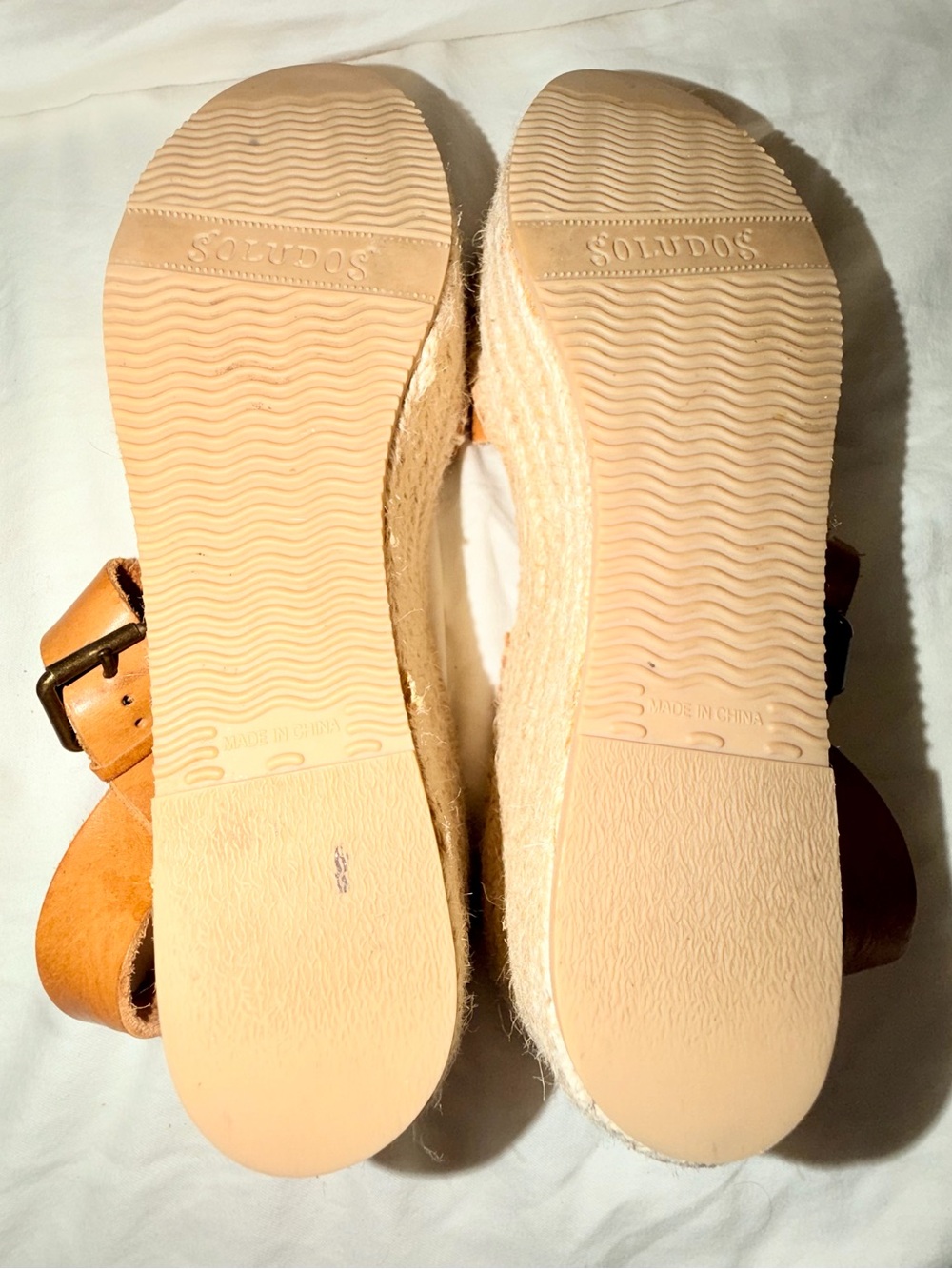 Soludos Tan Leather Espadrille Wedge Sandals - Picture 5 of 5